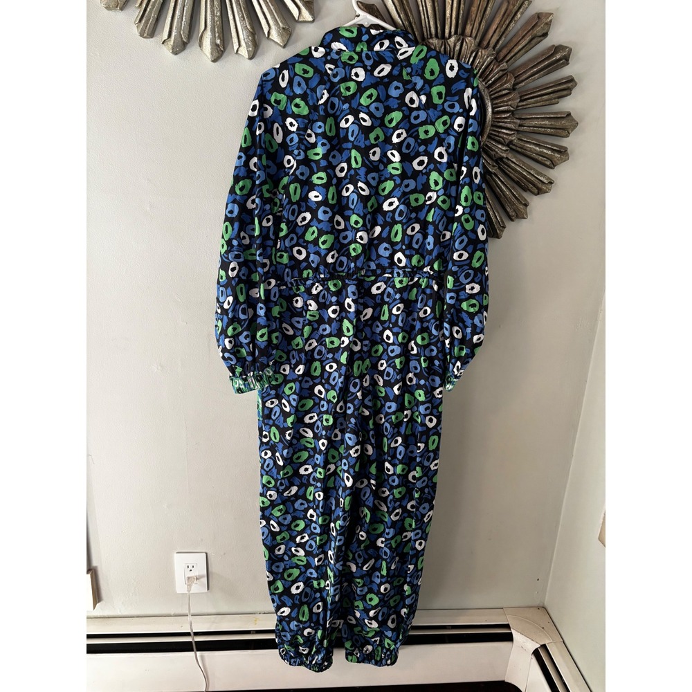 Diane‎ von Furstenberg Target Leopard Floral Zip Front Utility Jumpsuit L Blue - Picture 6 of 7
